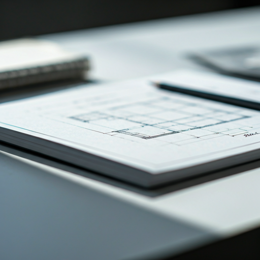 Architectural blueprint on a minimalist desk